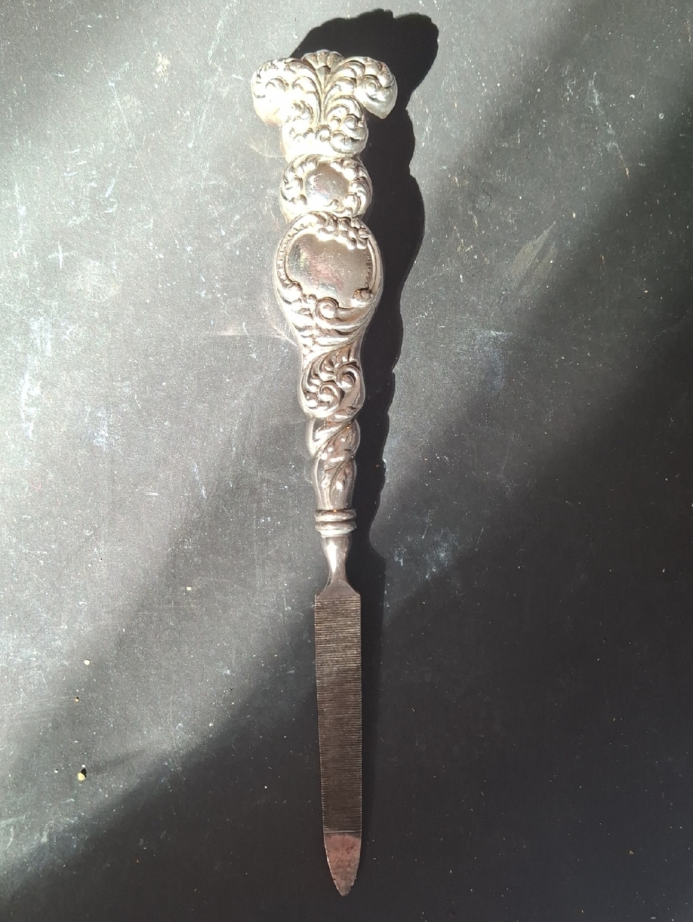 Ornate Sterling Silver Hand File with Decorative Handle
